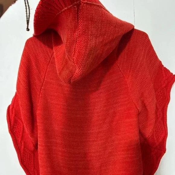Free people poncho style sweater women’s short sleeve red - Picture 7 of 9